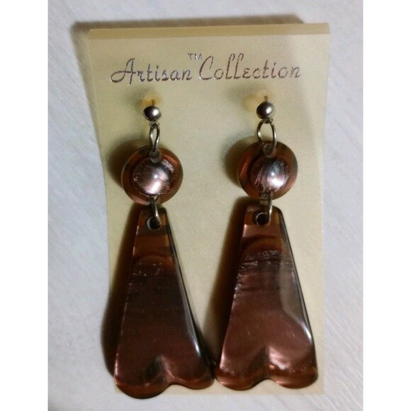 Women's Fashion Brown Boho Dangle Pierced Earrings NWT - Picture 2 of 3